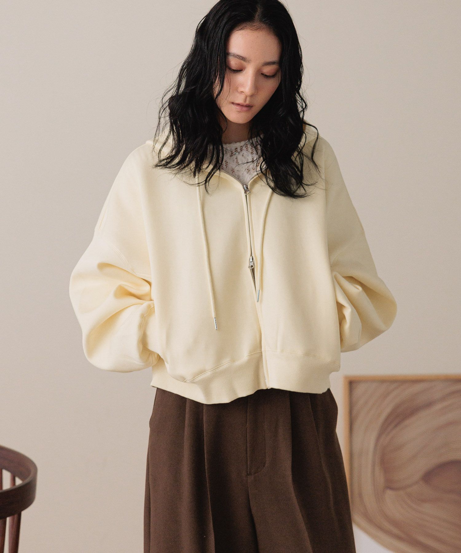 LOWRYS FARM「ZIPショートフーディー」|Tシャツ・カットソー|YEL2