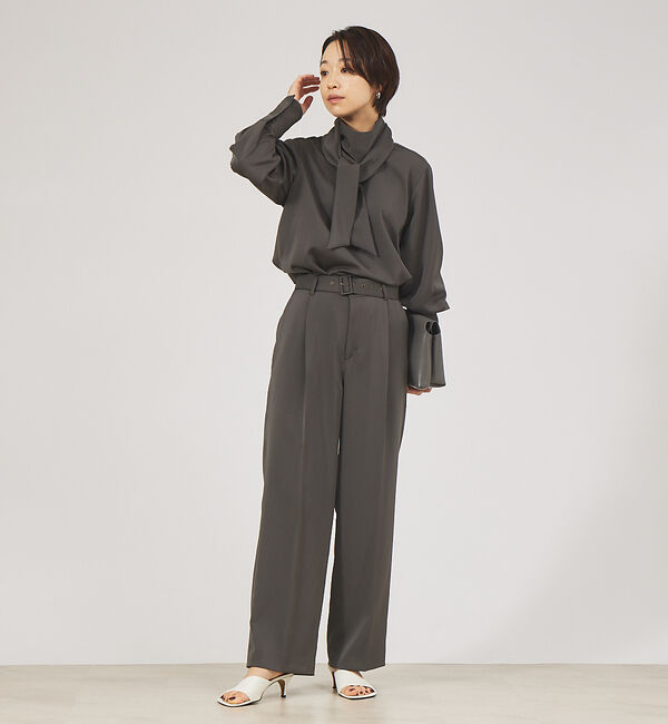 qualite「【セットアップ対応】ダルサテンワイドパンツ」|その他|