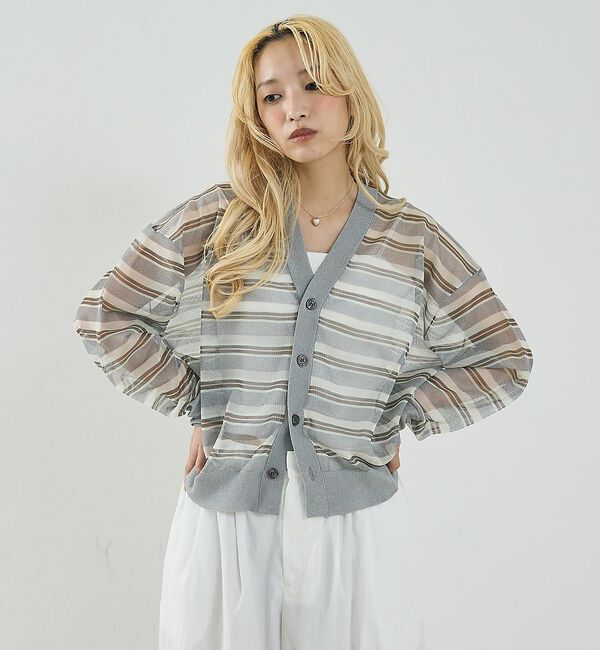 NOMINE「ジャガード シアー ニット カーディガン」|カーディガン|