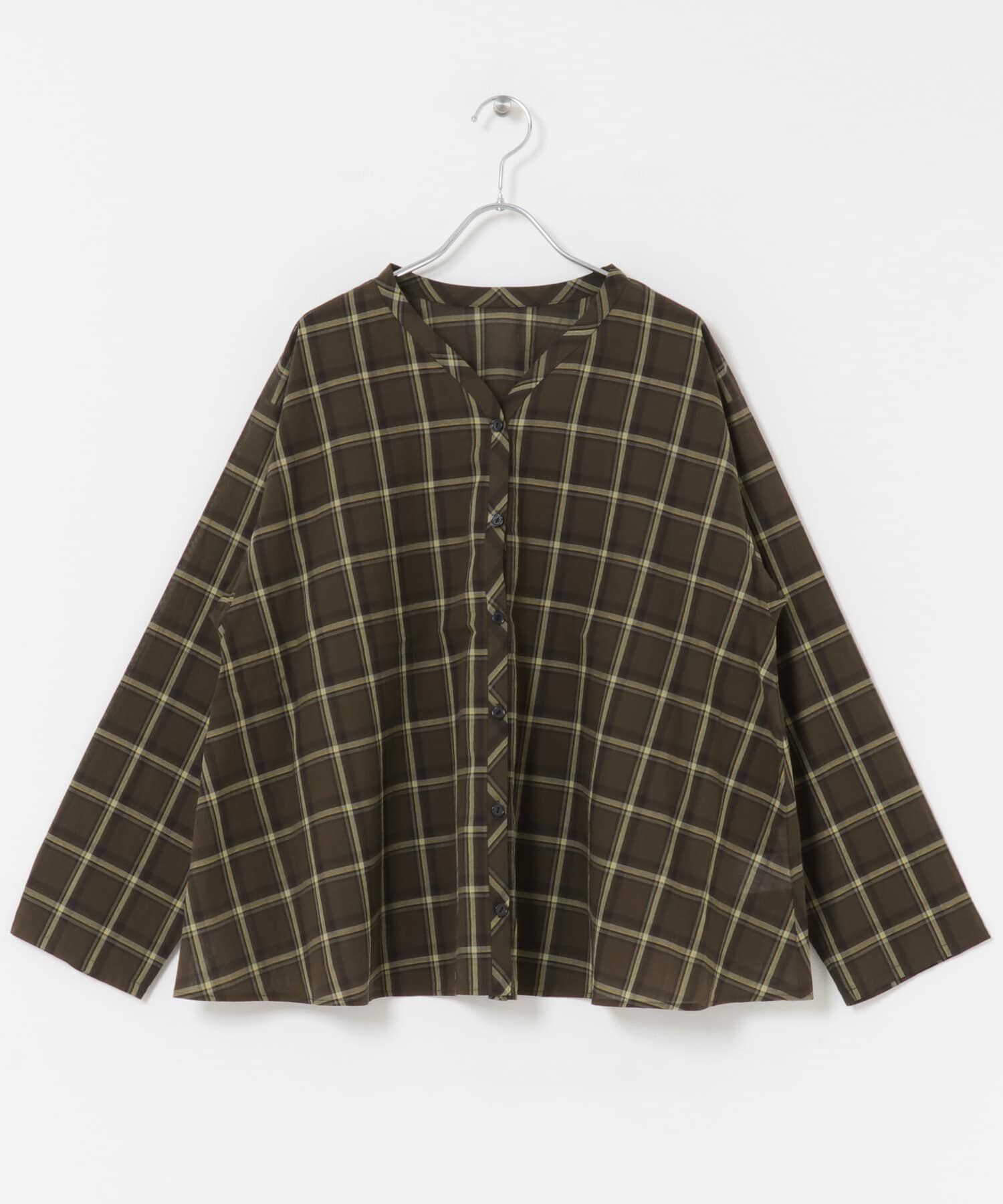 URBAN RESEARCH DOORS「チェックフレアブラウス」|Tシャツ・カットソー|