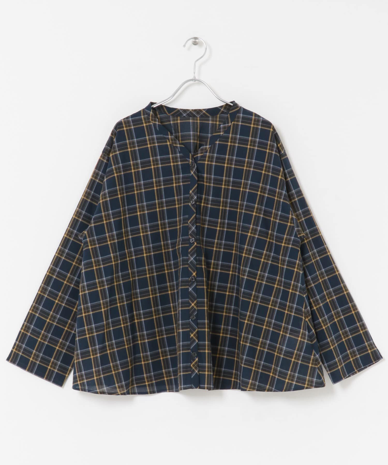 URBAN RESEARCH DOORS「チェックフレアブラウス」|Tシャツ・カットソー|