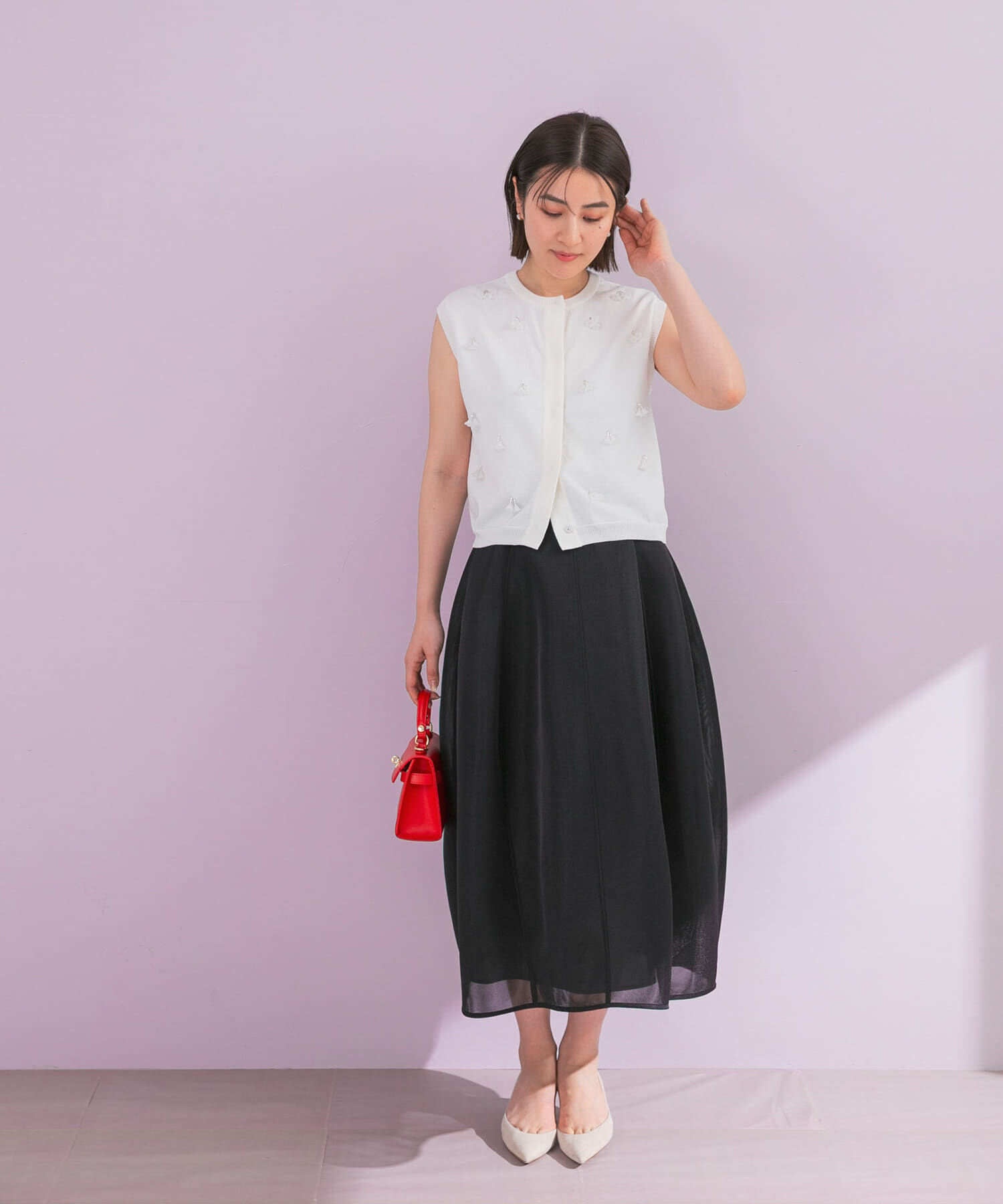 URBAN RESEARCH ROSSO「『一部WEB限定カラー』フラワーモチーフニットベスト」|ニット・セーター|