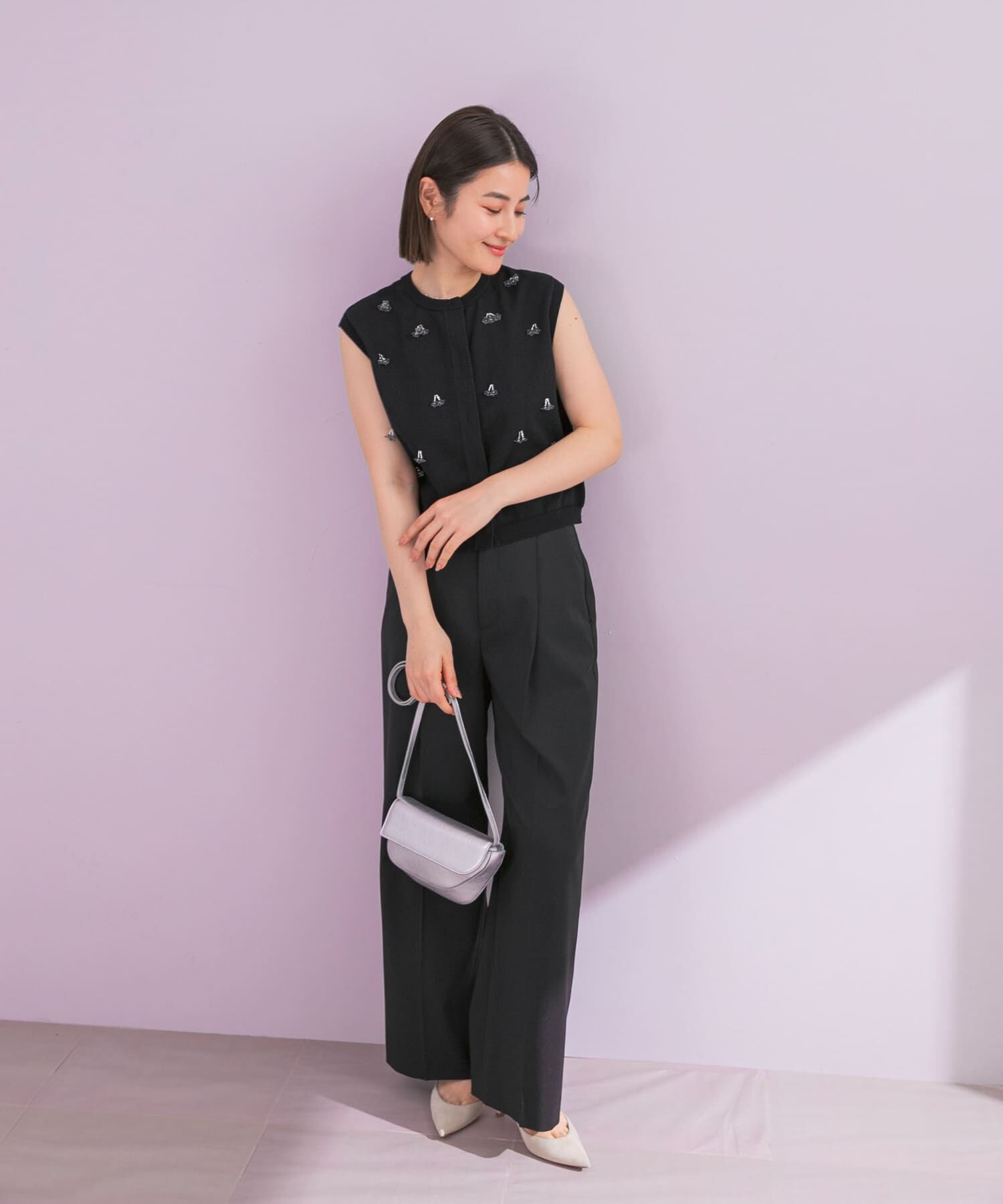 URBAN RESEARCH ROSSO「『一部WEB限定カラー』フラワーモチーフニットベスト」|ニット・セーター|