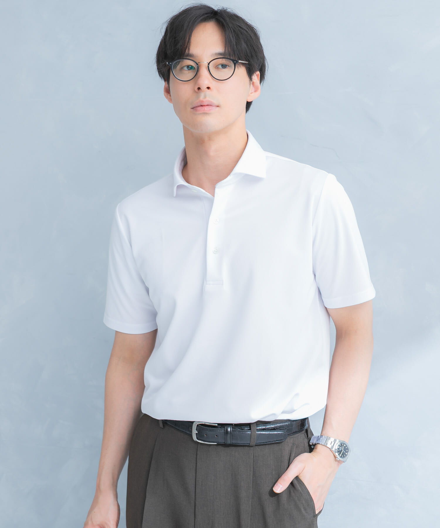 URBAN RESEARCH DOORS「LIFE STYLE TAILOR　トリコットセミワイド半袖プルオーバー無地」|シャツ・ブラウス|