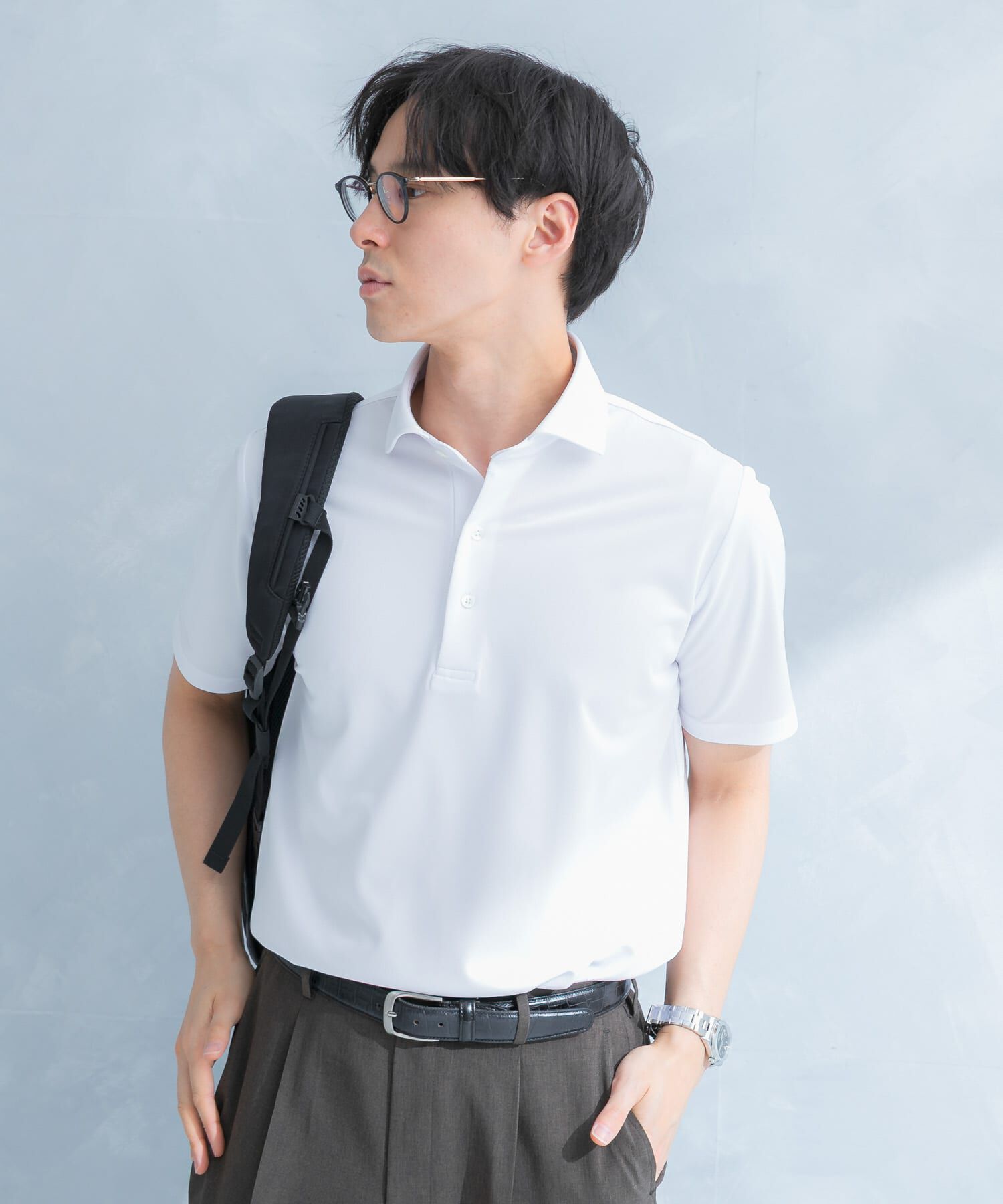 URBAN RESEARCH DOORS「LIFE STYLE TAILOR　トリコットセミワイド半袖プルオーバー無地」|シャツ・ブラウス|