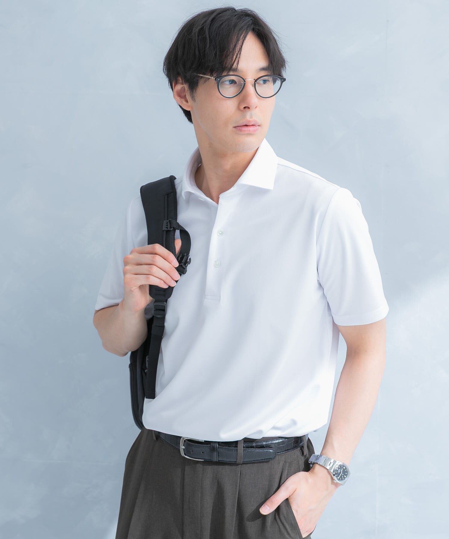 URBAN RESEARCH DOORS「LIFE STYLE TAILOR　トリコットセミワイド半袖プルオーバー無地」|シャツ・ブラウス|
