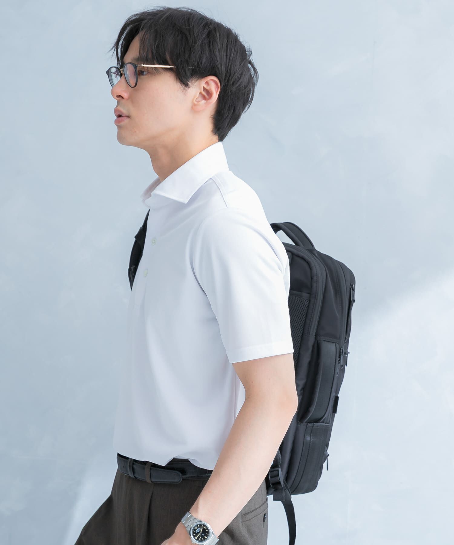 URBAN RESEARCH DOORS「LIFE STYLE TAILOR　トリコットセミワイド半袖プルオーバー無地」|シャツ・ブラウス|