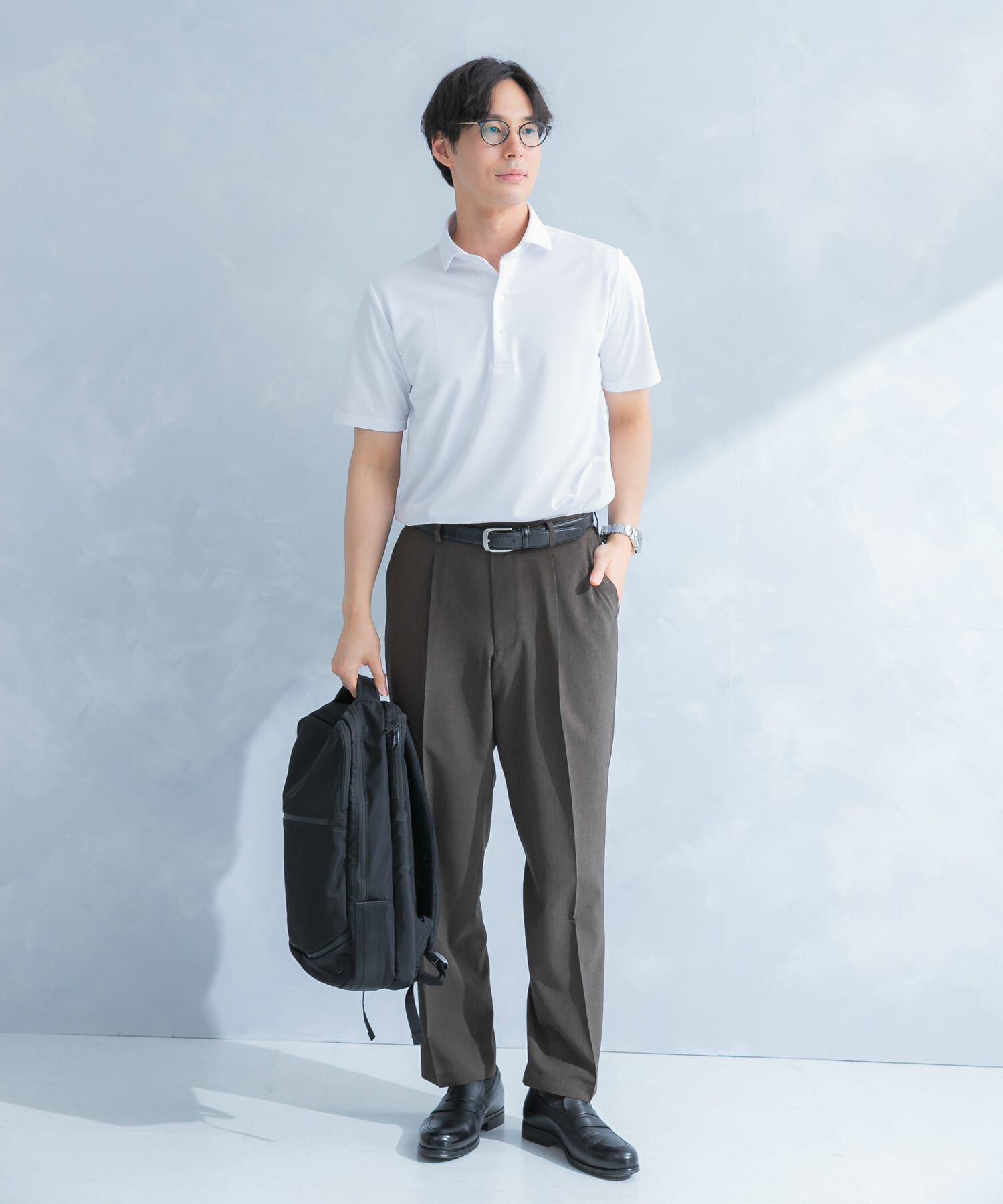 URBAN RESEARCH DOORS「LIFE STYLE TAILOR　トリコットセミワイド半袖プルオーバー無地」|シャツ・ブラウス|