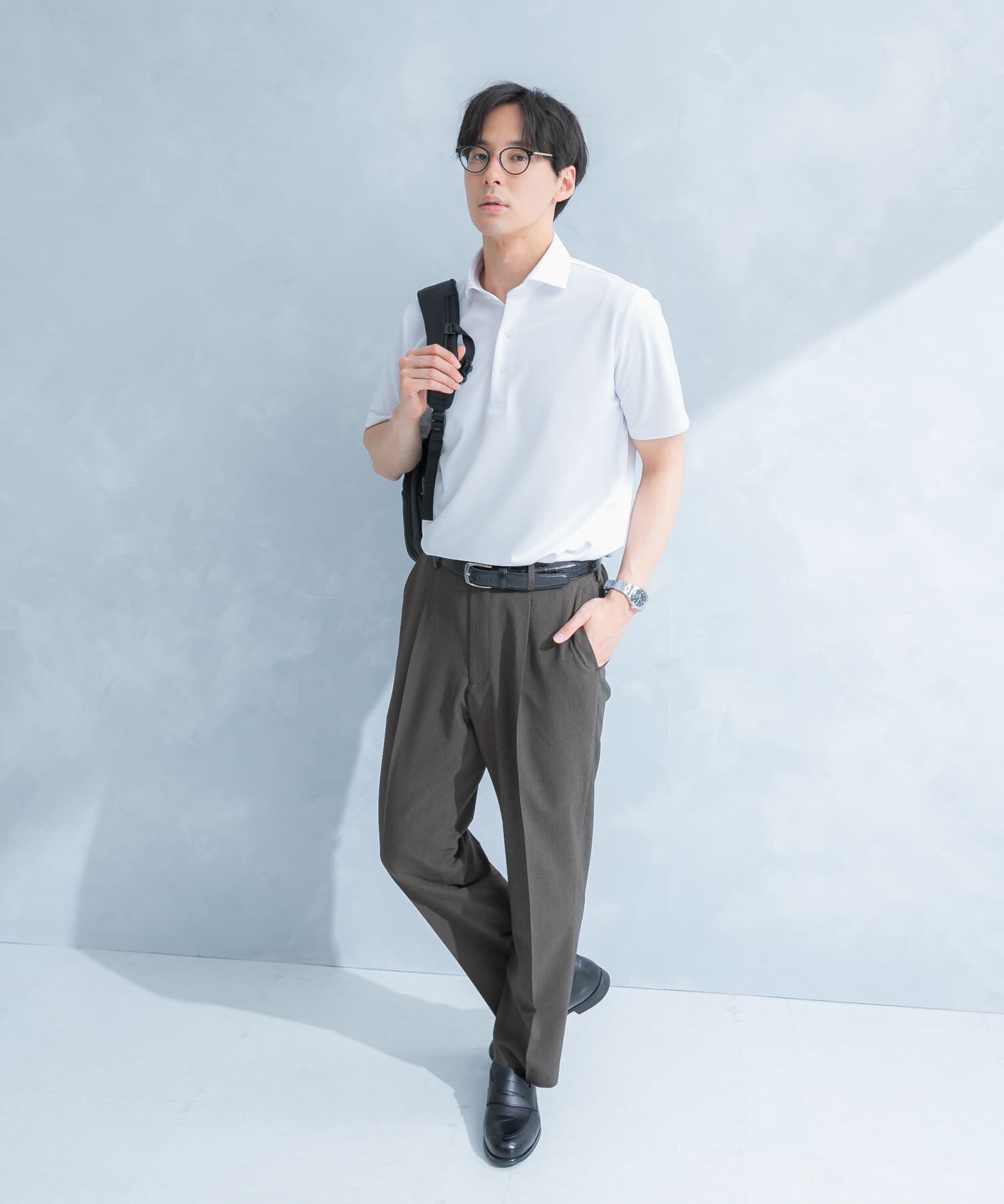 URBAN RESEARCH DOORS「LIFE STYLE TAILOR　トリコットセミワイド半袖プルオーバー無地」|シャツ・ブラウス|