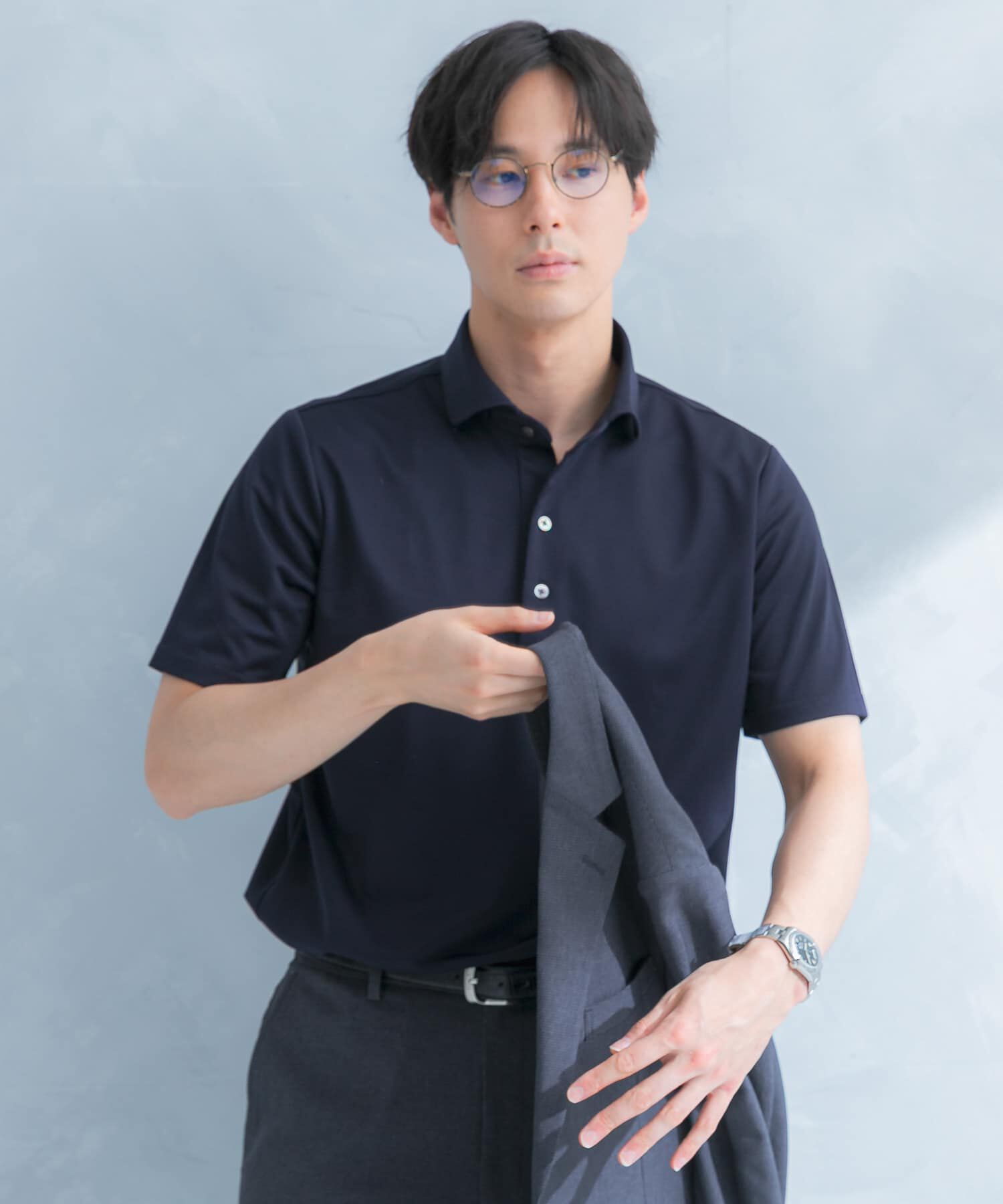 URBAN RESEARCH DOORS「LIFE STYLE TAILOR　トリコットセミワイド半袖プルオーバー無地」|シャツ・ブラウス|