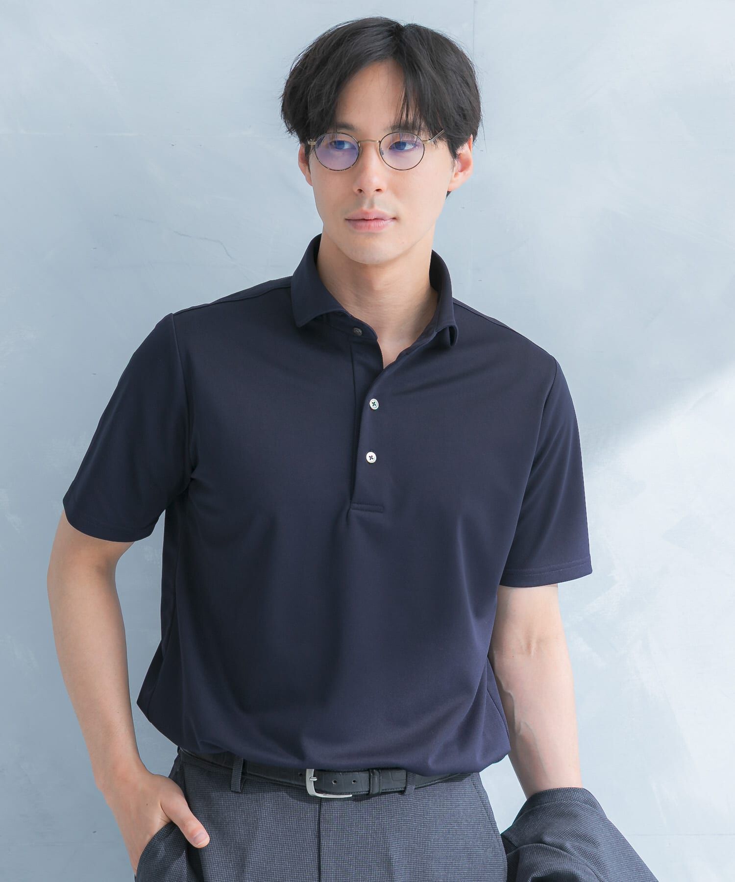 URBAN RESEARCH DOORS「LIFE STYLE TAILOR　トリコットセミワイド半袖プルオーバー無地」|シャツ・ブラウス|