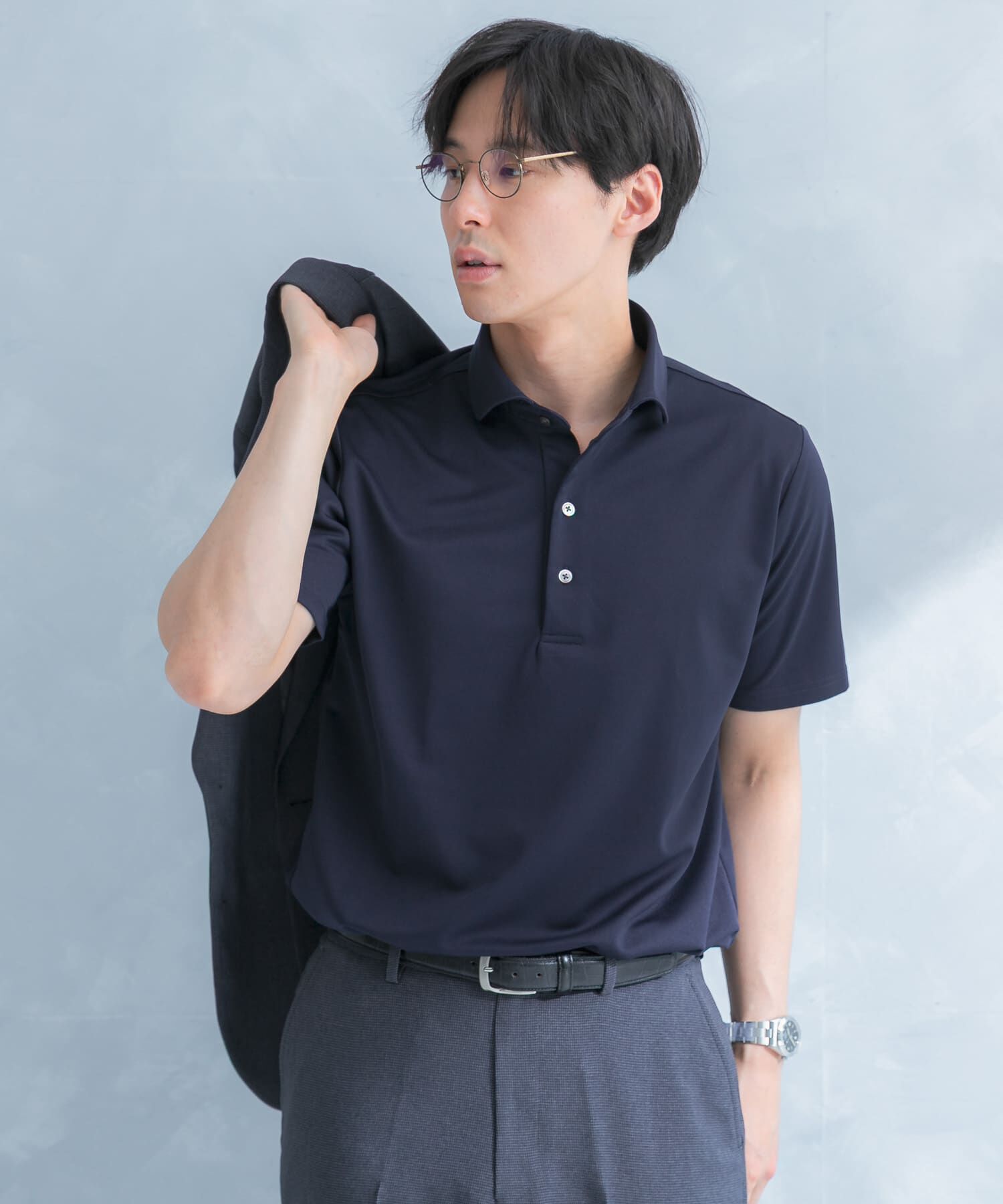 URBAN RESEARCH DOORS「LIFE STYLE TAILOR　トリコットセミワイド半袖プルオーバー無地」|シャツ・ブラウス|