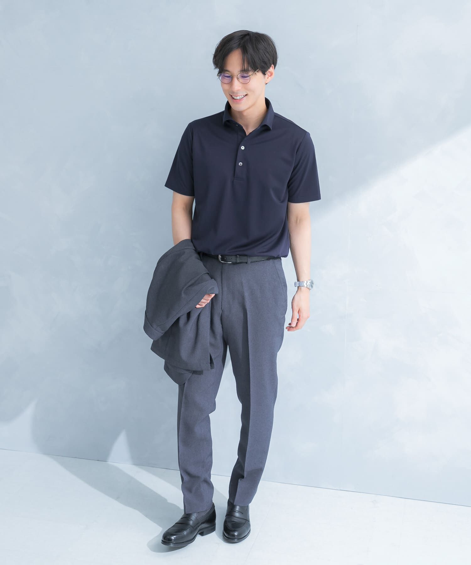 URBAN RESEARCH DOORS「LIFE STYLE TAILOR　トリコットセミワイド半袖プルオーバー無地」|シャツ・ブラウス|
