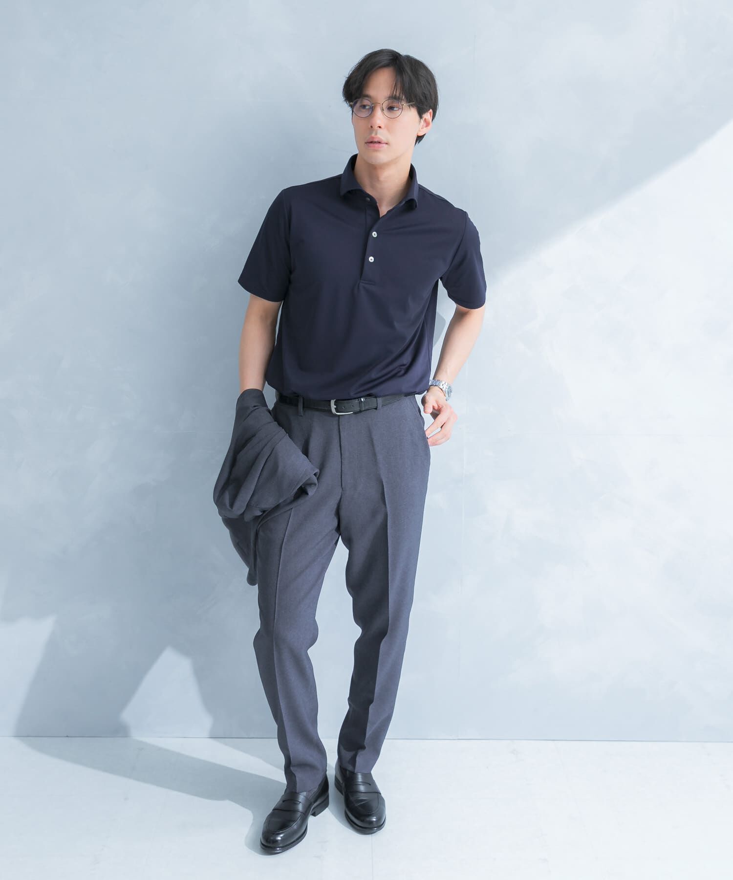 URBAN RESEARCH DOORS「LIFE STYLE TAILOR　トリコットセミワイド半袖プルオーバー無地」|シャツ・ブラウス|