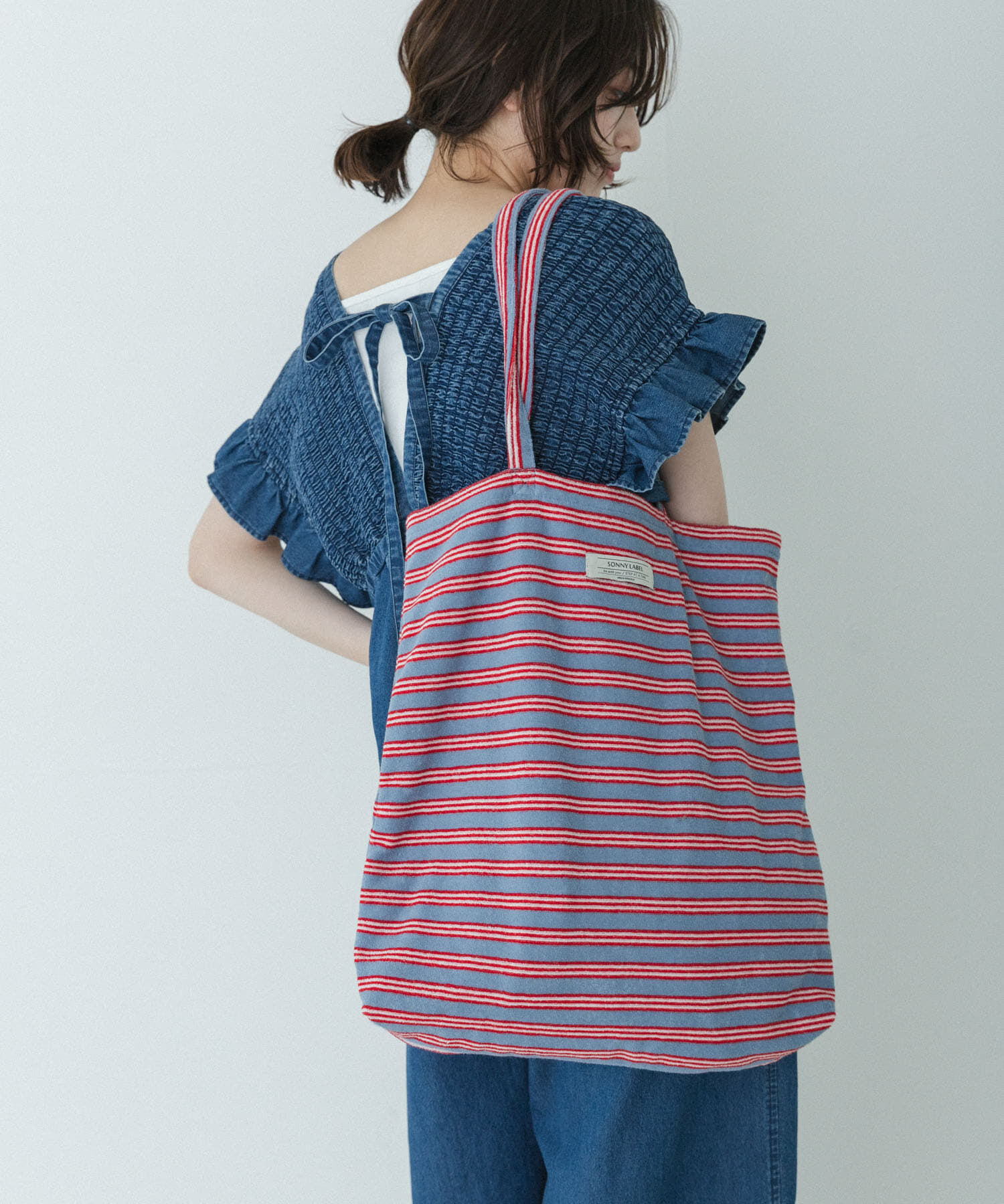 Sonny Label 「パイルボーダービッグトート」|トートバッグ|ブルー