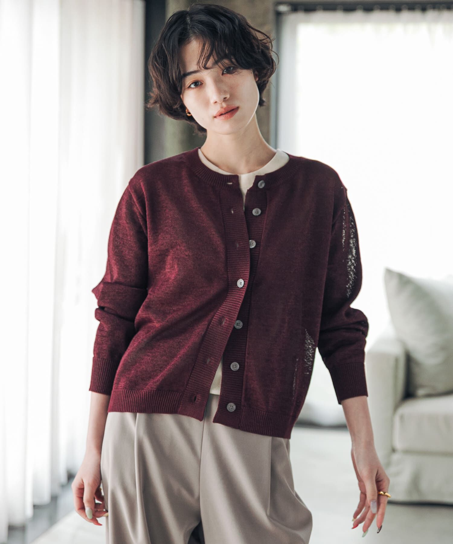 URBAN RESEARCH DOORS「『洗濯可/UVカット』『UR TECH』Aircareニットカーディガン」|カーディガン|