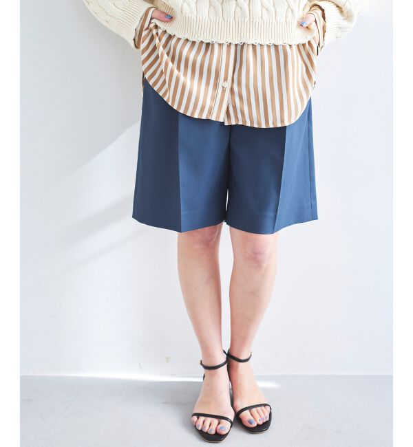 le.coeur blanc「ツイルストレッチハーフパンツ」|その他|ネイビー