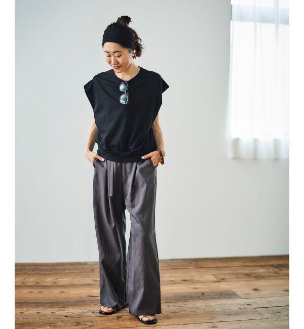  「コットンタックショルダーTシャツ」|Tシャツ・カットソー|