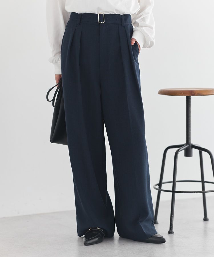 earth music&ecology「【セットアップ対応】アソートツータックベルトパンツ」|その他|Navy