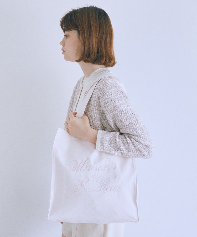 Maison de FLEUR「ブランドロゴ刺繍スクエアトートバッグ」|トートバッグ|ライトピンク