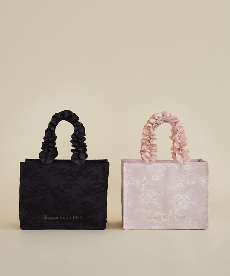Maison de FLEUR「レースフリルハンドルスクエアトートSバッグ」|トートバッグ|