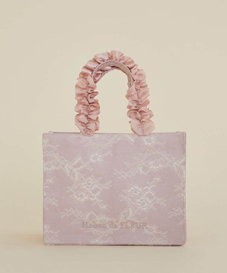 Maison de FLEUR「レースフリルハンドルスクエアトートSバッグ」|トートバッグ|