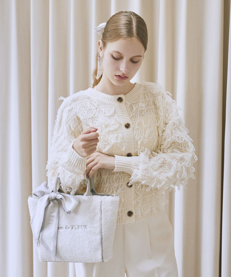 Maison de FLEUR「スカーフ付きボア2WayMトートバッグ」|トートバッグ|ライトブルー