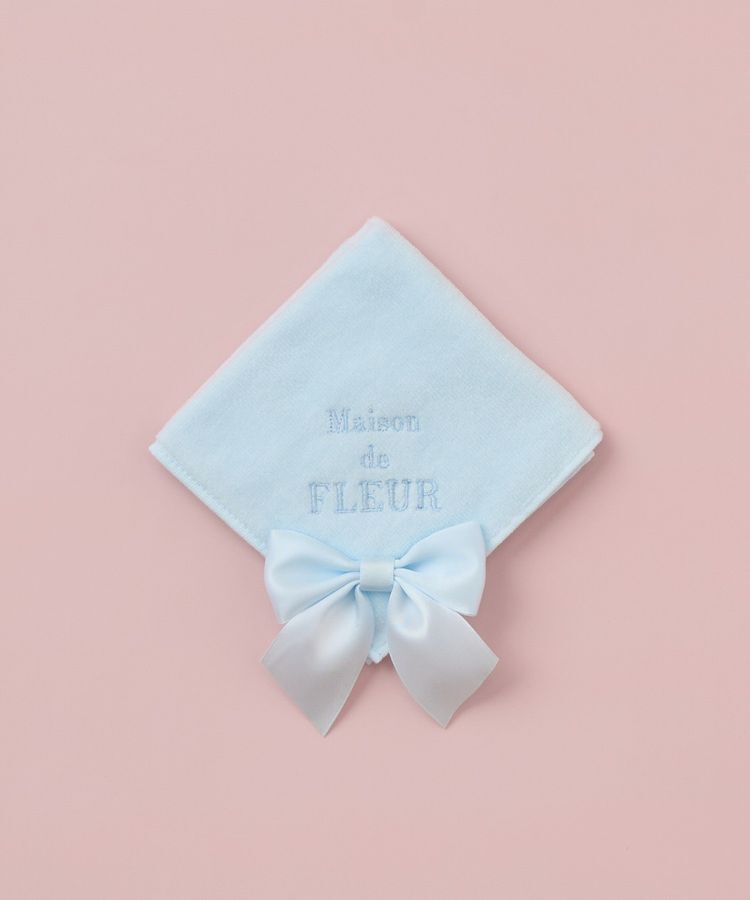 Maison de FLEUR「ビッグリボンタオルハンカチ」|ハンカチ|サックスブルー