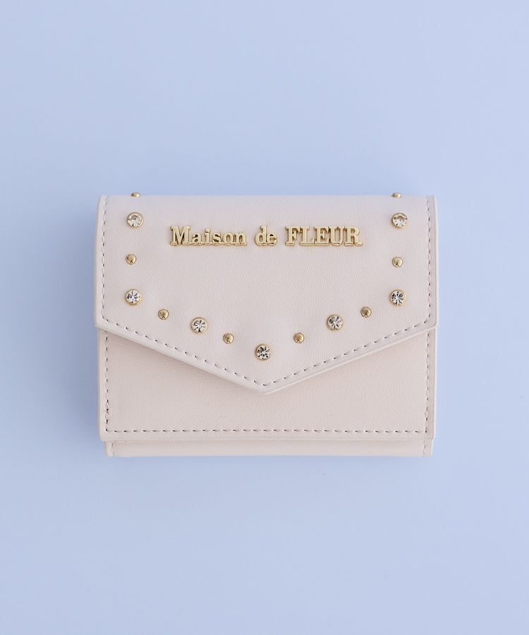 Maison de FLEUR「ビジュースタッズプチウォレット」|財布|ライトピンク