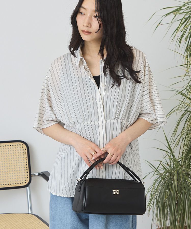 AMERICAN HOLIC「【接触冷感】ストライプペプラムブラウス」|シャツ・ブラウス|