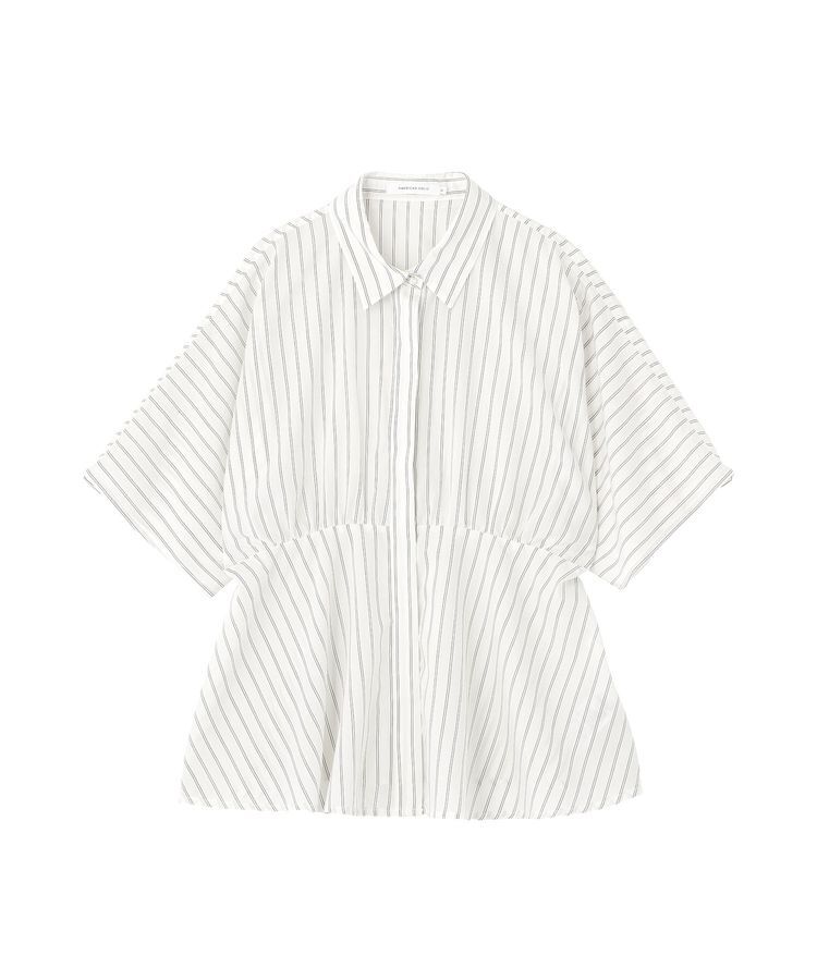 AMERICAN HOLIC「【接触冷感】ストライプペプラムブラウス」|シャツ・ブラウス|