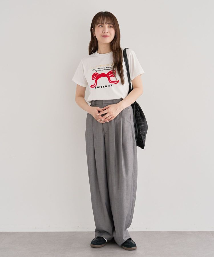 Green Parks「・swing by リボンモチーフコード刺繍TEE」|Tシャツ・カットソー|