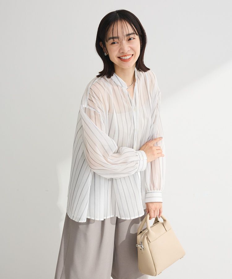 Green Parks「フレアラインスキッパーブラウス」|シャツ・ブラウス|Stripe