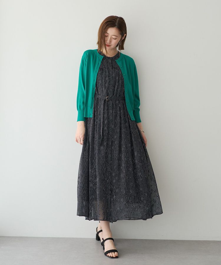 YECCA VECCA「シアードット柄ギャザーワンピース」|ワンピース|