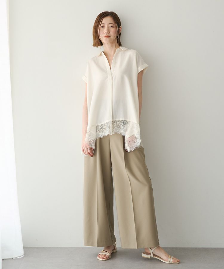 YECCA VECCA「裾レーススキッパーシャツ」|シャツ・ブラウス|