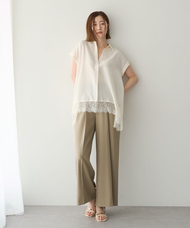 YECCA VECCA「裾レーススキッパーシャツ」|シャツ・ブラウス|
