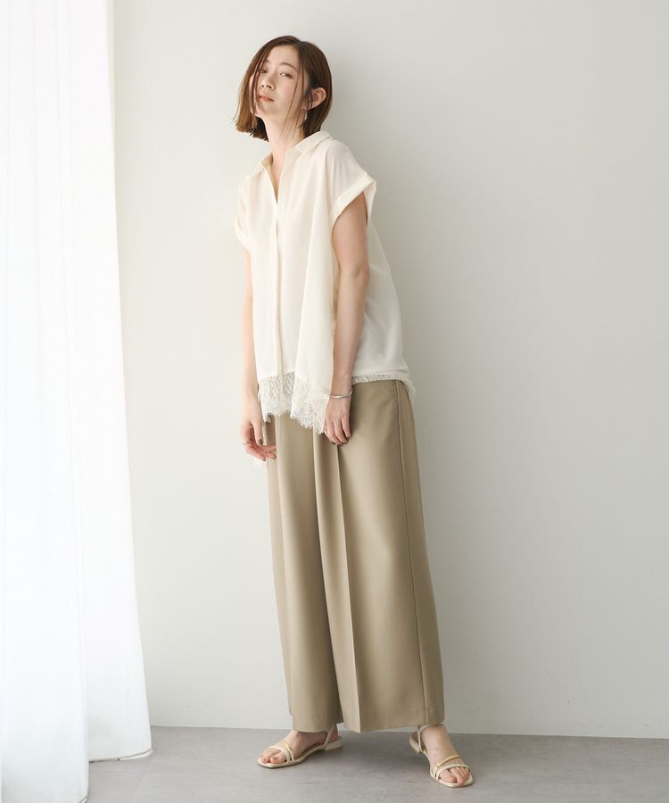 YECCA VECCA「裾レーススキッパーシャツ」|シャツ・ブラウス|