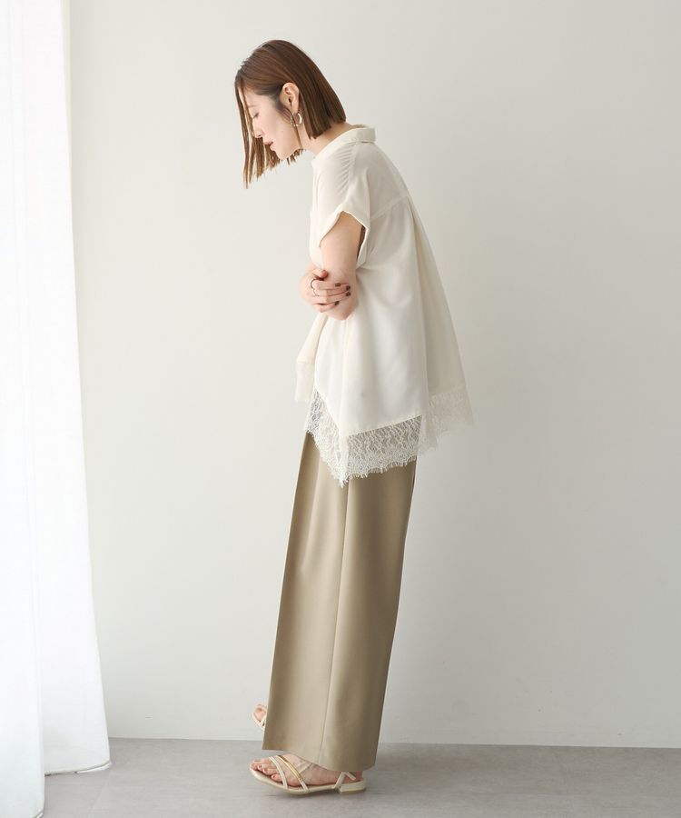 YECCA VECCA「裾レーススキッパーシャツ」|シャツ・ブラウス|