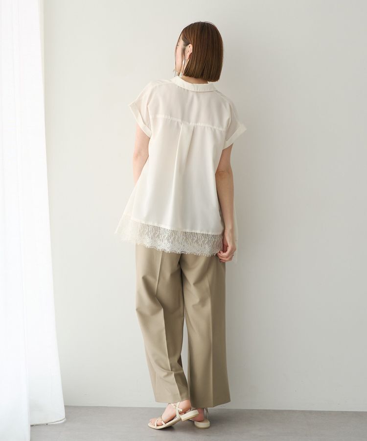 YECCA VECCA「裾レーススキッパーシャツ」|シャツ・ブラウス|