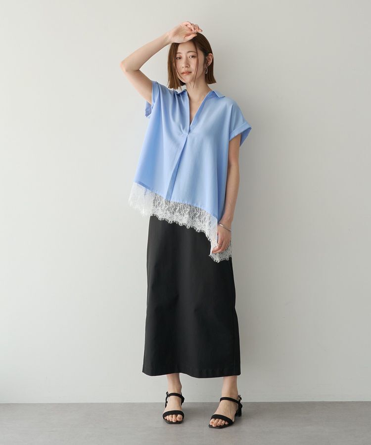 YECCA VECCA「裾レーススキッパーシャツ」|シャツ・ブラウス|