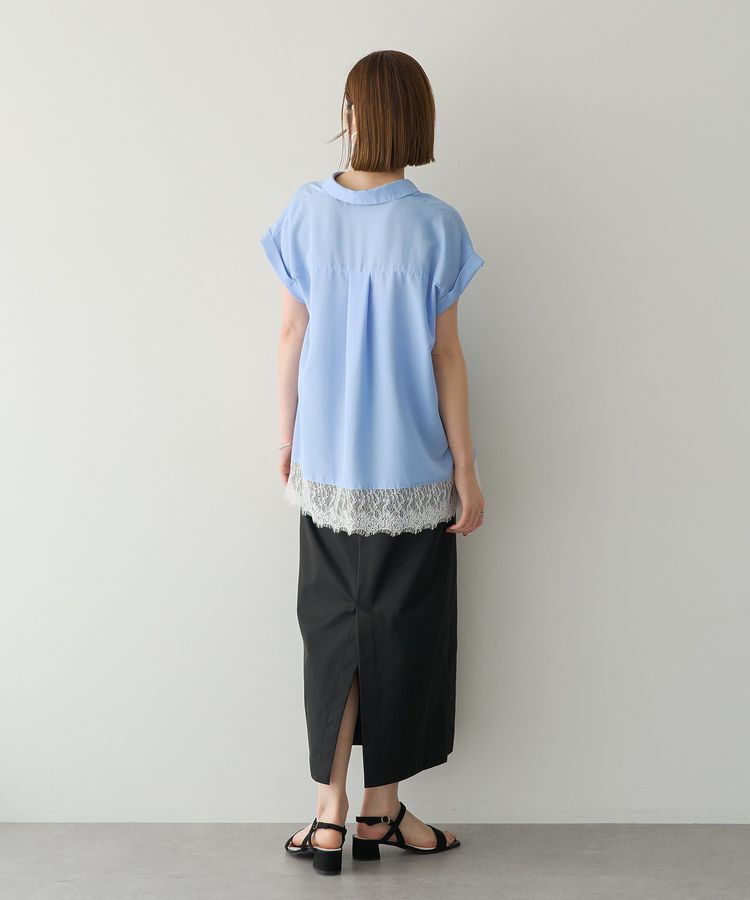 YECCA VECCA「裾レーススキッパーシャツ」|シャツ・ブラウス|