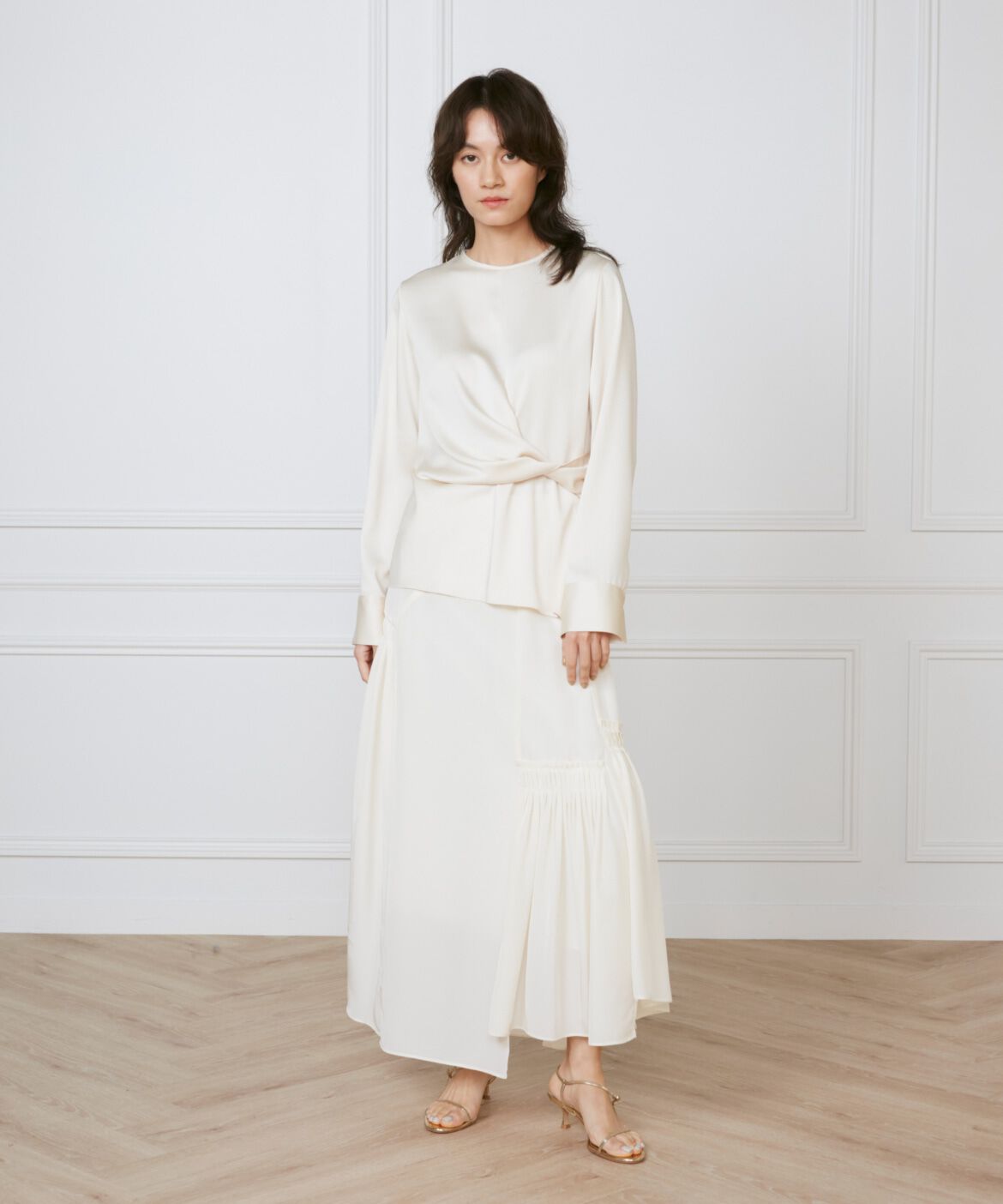 INED「《大きいサイズ》ウエストひねりブラウス《la veille by SUPERIOR CLOSET》」|シャツ・ブラウス|