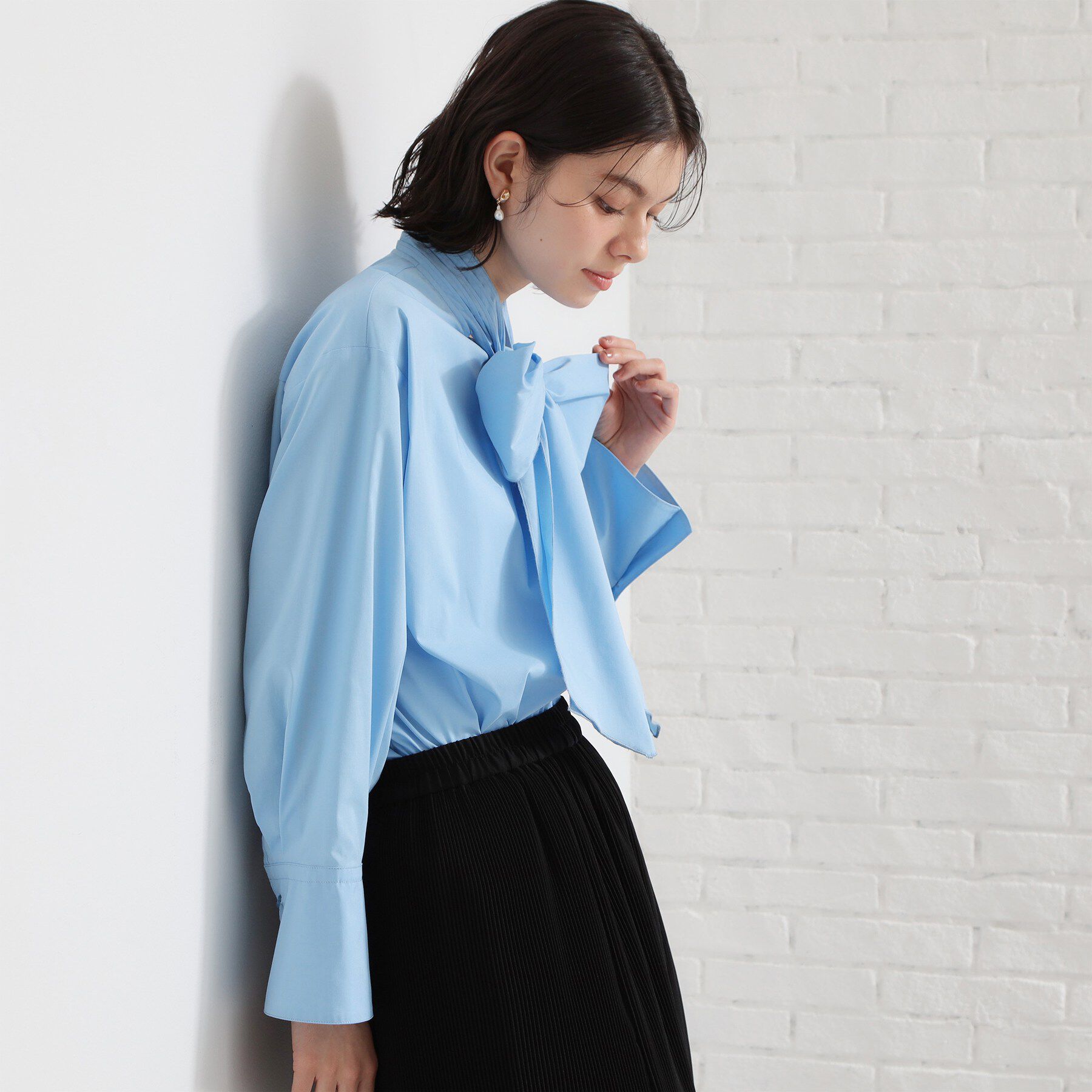 THE SHOP TK「【通勤スタイルに】タックボウタイブラウス」|シャツ・ブラウス|