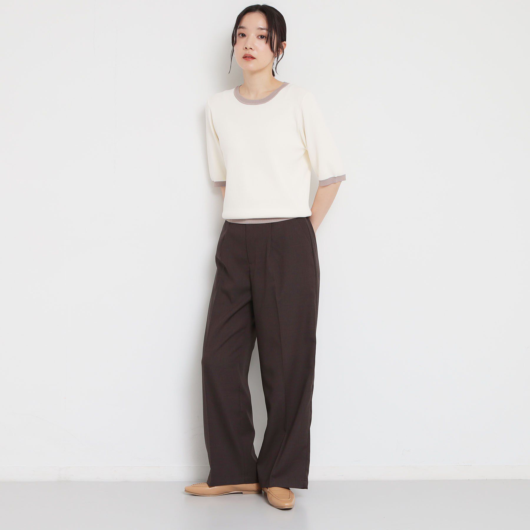 THE SHOP TK「【XS-XL/洗える】オン・オフ問わずきれいに決まる 麻調ワイドパンツ」|その他|