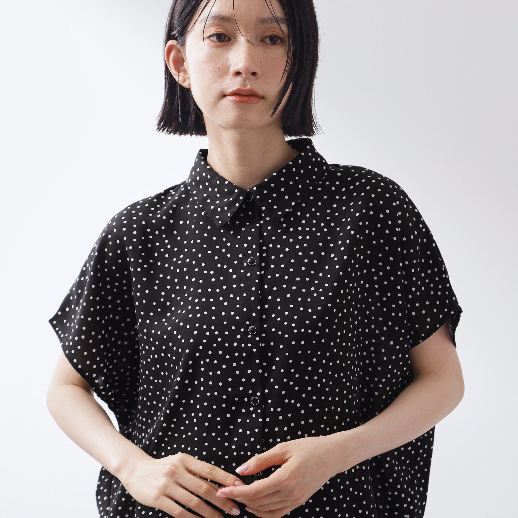 THE SHOP TK「大人のためのドット柄 襟付きブラウス」|シャツ・ブラウス|