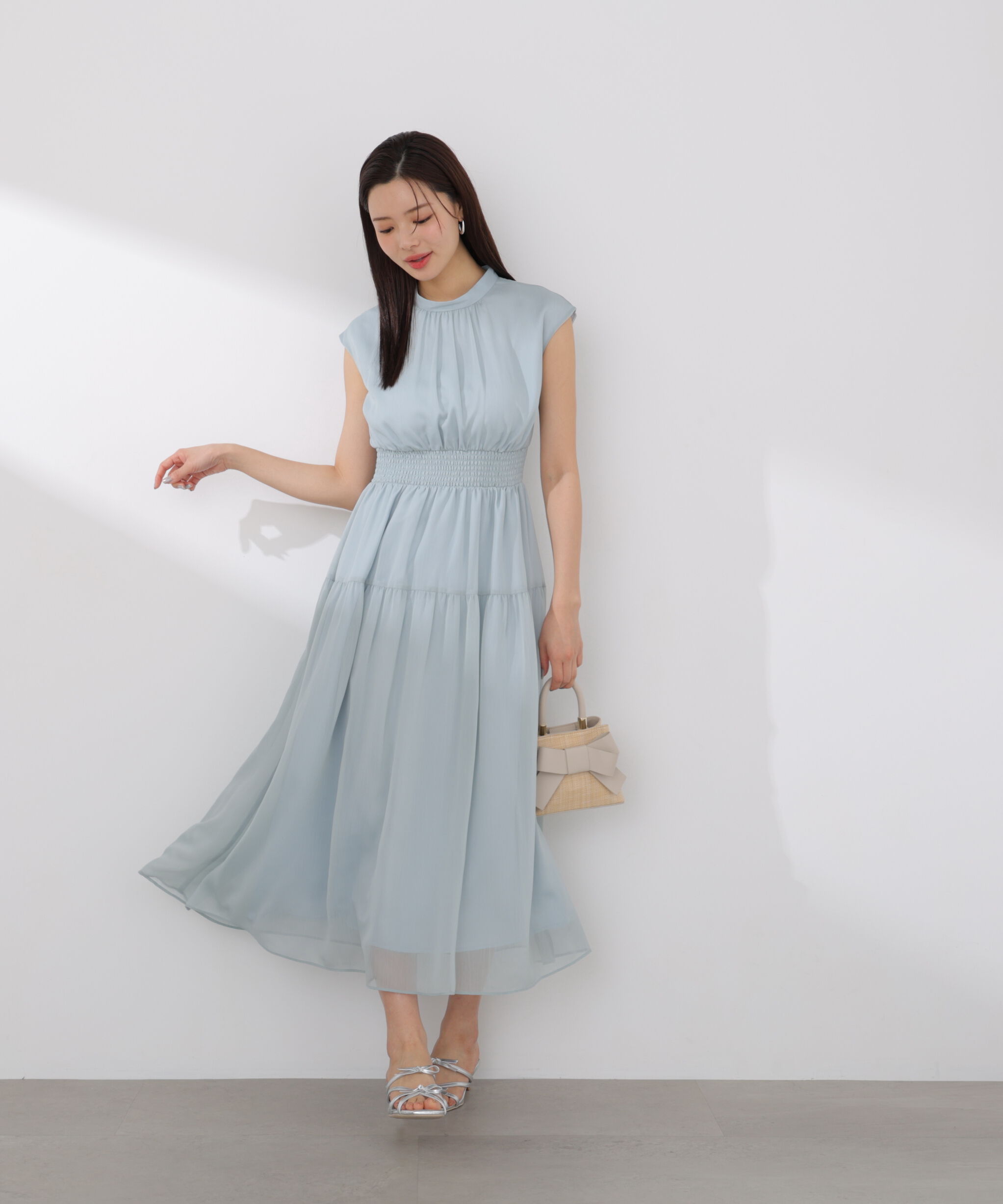 PROPORTION BODY DRESSING「ウエストシャーリングワンピース」|ワンピース|ブルー