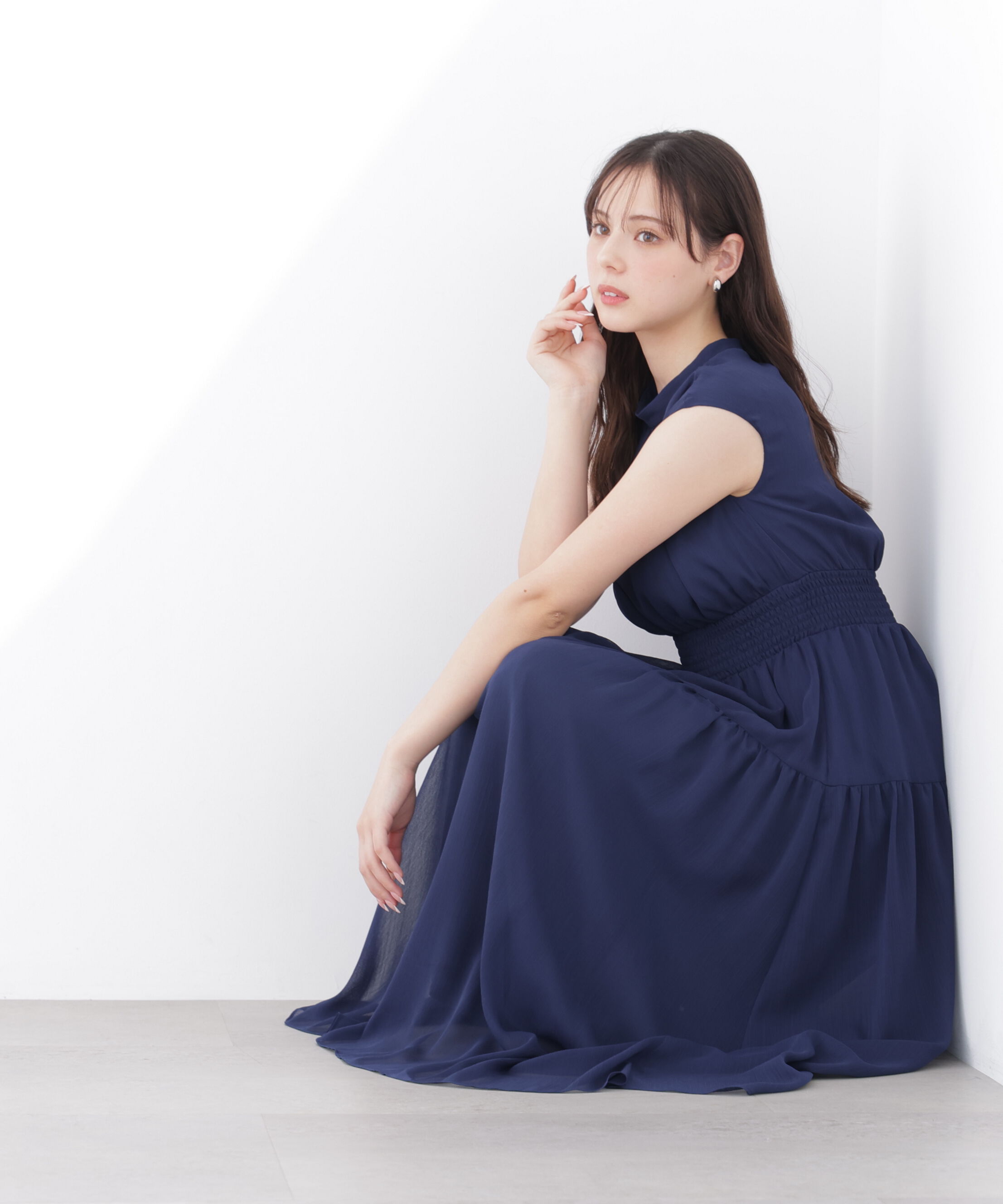 PROPORTION BODY DRESSING「ウエストシャーリングワンピース」|ワンピース|ネイビー