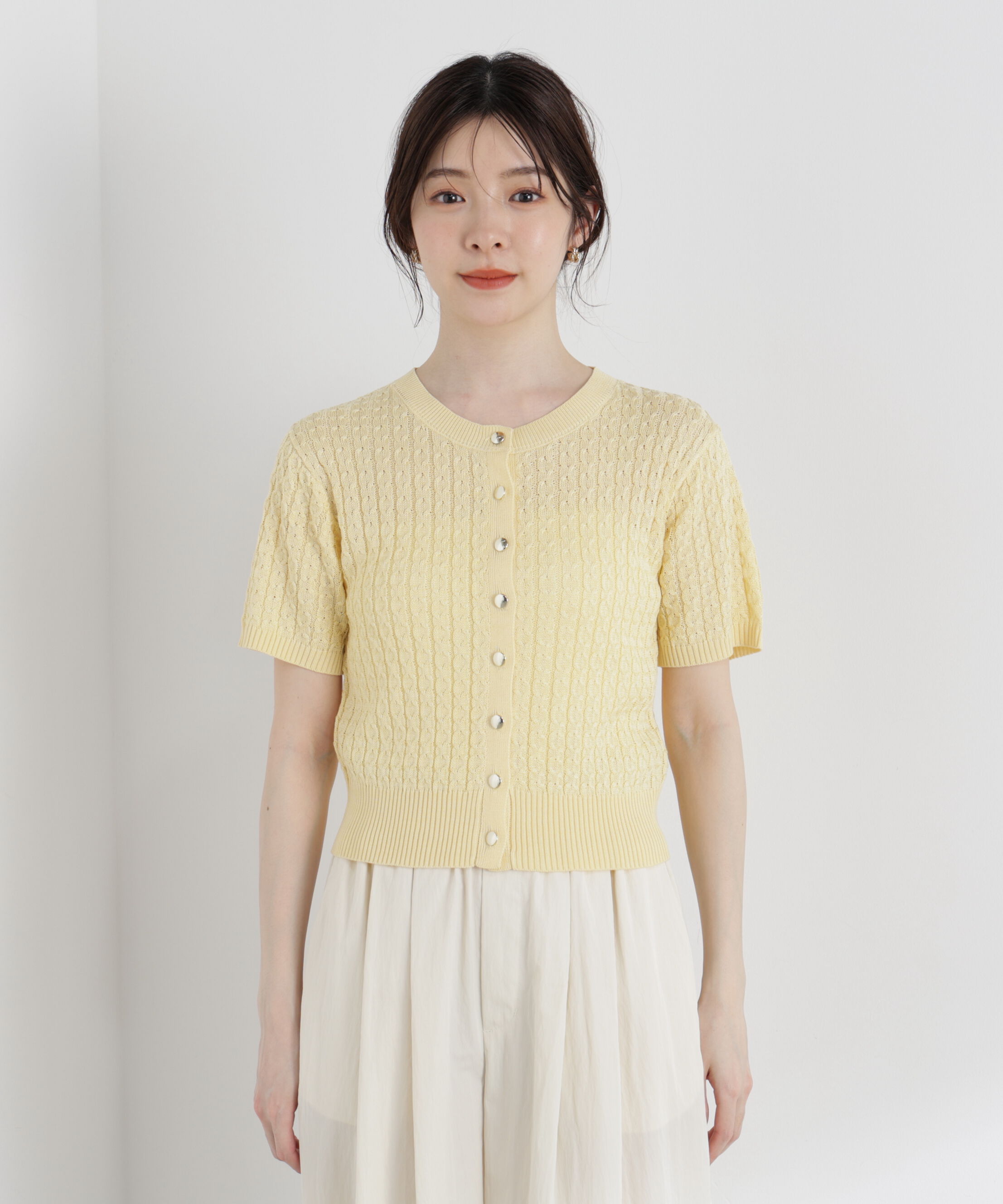 PROPORTION BODY DRESSING「〈a/mie〉シルク混サマーケーブルニット」|ニット・セーター|