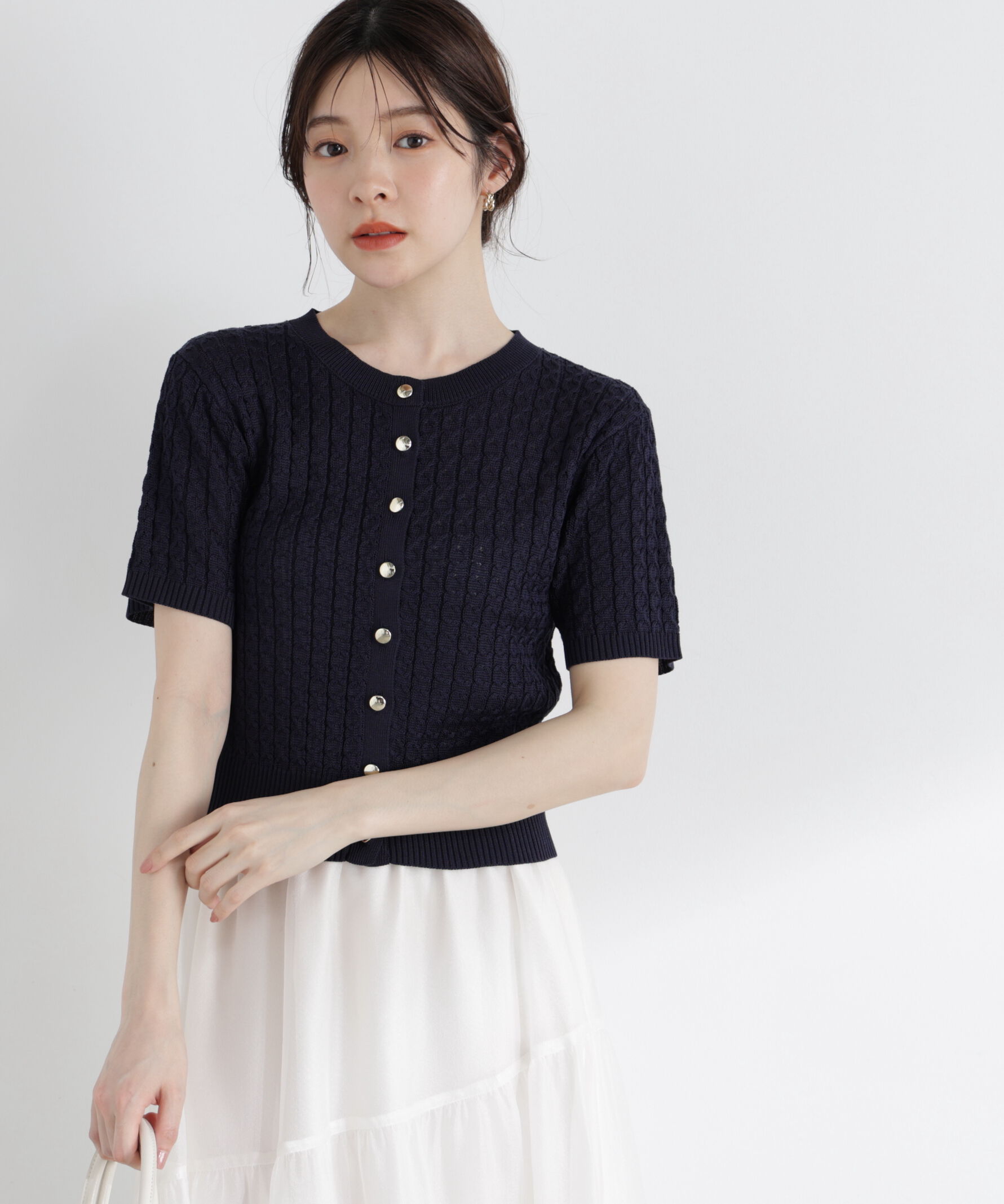 PROPORTION BODY DRESSING「〈a/mie〉シルク混サマーケーブルニット」|ニット・セーター|