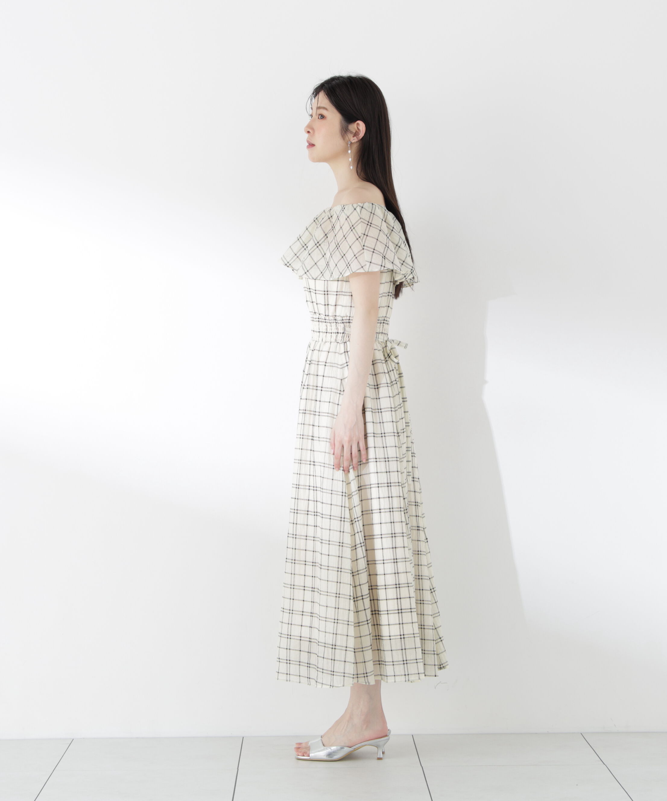 PROPORTION BODY DRESSING「シアーチェックオフショルワンピース26SS」|ワンピース|